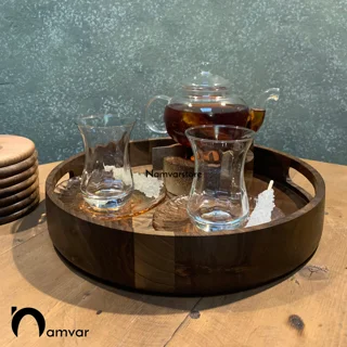 سینی چوبی گرد لبه دار